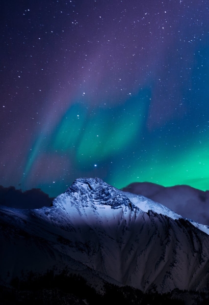landscape photo of mountain with polar lights